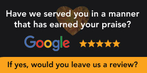 Banner asking for a Google review with 5 stars and the text 'Have we served you well? If yes, would you leave us a review?'